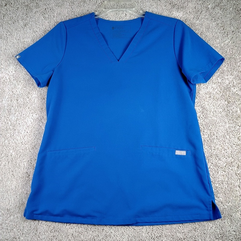 FIGS Technical Collection Scrub Top Women's Small Blue V-Neck Stretch Medical